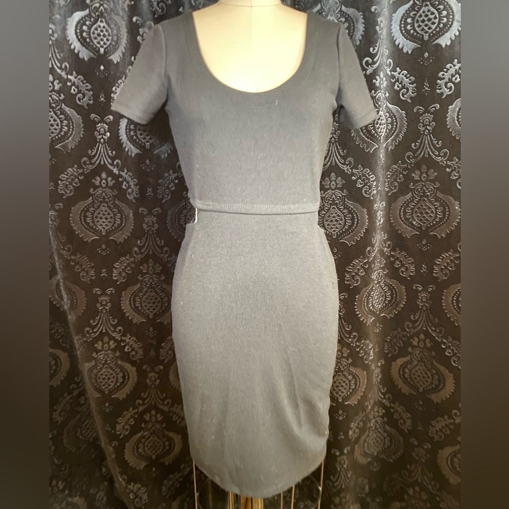 Poof! Charcoal Black Midi Dress